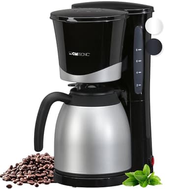 Clatronic® Cafetière thermos | Cafetière automatique pour 8-10 tasses de café filtre | Stop-goutte & arrêt automatique | Insert de filtre amovible | Indicateur de niveau d'eau | 1 litre | KA 3327 noir