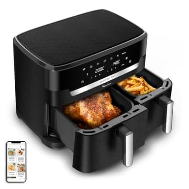 Moulinex Double friteuse à air XXL 11L, 8personnes et plus, Grand panier jusqu'à 3kg, 7programmes prédéfinis, Dual Easy Fry XXL, EZ9428F0, Noir