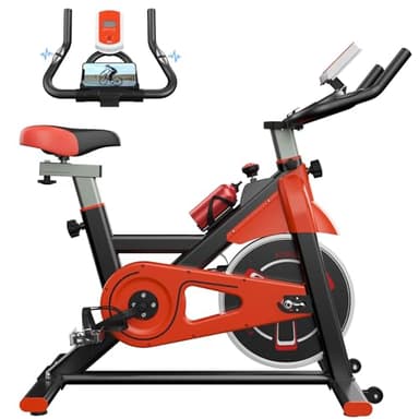 Dskeuzeew Vélo d'Appartement, Vélo d'Intérieur Capteur de Pouls et Frein d'Urgence, Vélo de Fitness avec Ecran LCD, Silencieux pour l'Entraînement Cardio à la Maison Guidon Réglable et Siège