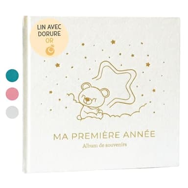 Livre de Naissance Bébé Ma Première Année | Album de Naissance et Livre Souvenir Bébé pour coller des photos et écrire | Album Photo Bebe avec stickers idéal comme Cadeau Naissance Fille et Garcon