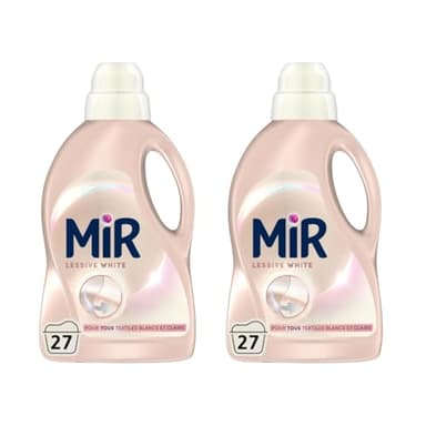 Mir - Lot de 2 lessives liquides - Blanc - Main & Machine - Raviveur - Formule Unique 3en1-27 Lavages