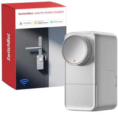 SwitchBot Serrure Connectée WiFi Pro avec Batterie Rechargeable, Matter Over WiFi, Serrure Électronique, Installation Rapide sur Verrou Existants, Compatible Apple Home, Alexa, Google Home, IFTTT