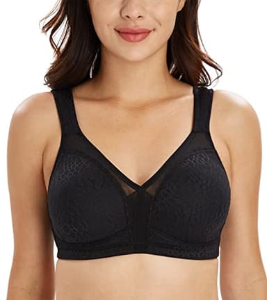 Lemorosy Soutien-Gorge Minimiseur Femme Grandes Tailles Confort Bonnets emboîtants sans Armatures Réducteur de Fort portrine Noir FR100E