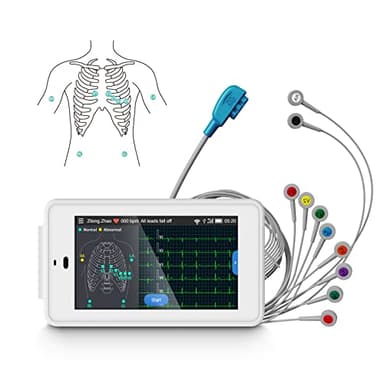 Wellue PG12 Appareil ECG numérique professionnel 6 12 canaux avec algorithmes Glasgow, prend en charge l'acquisition et l'analyse des données ECG en temps réel, le transfert de données WIFI et
