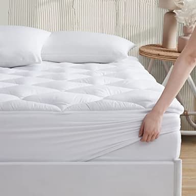 R.SHARE Surmatelas 140 x 200 cm, Mattress Topper Doux, Protège-Matelas Respirant, Enveloppement à 360 °C, Housse en Maille 3D, Certifié Oeko-Tex, Blanc