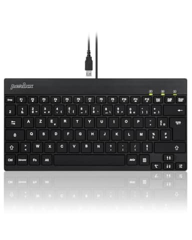 perixx PERIBOARD-326, Mini Clavier USB Filaire Rétroéclairé Silencieux pour Windows, AZERTY Français