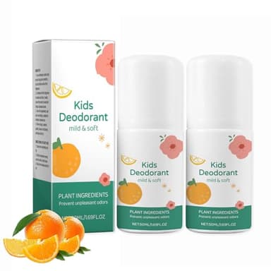 Lot de 2 déodorants naturels pour enfants et adolescents, protection douce et hypoallergénique contre la peau sèche