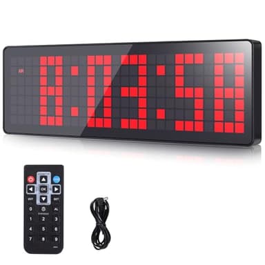 AnExer Horloge Numérique Timer Sport Pixel LED Large Display Minuteur Mural Télécommande