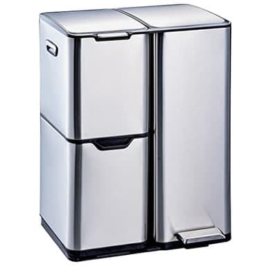KITCHEN MOVE Poubelle de cuisine à pédale tri sélectif recyclage 60L(13+17+30L) HAJA en acier Inox avec seau