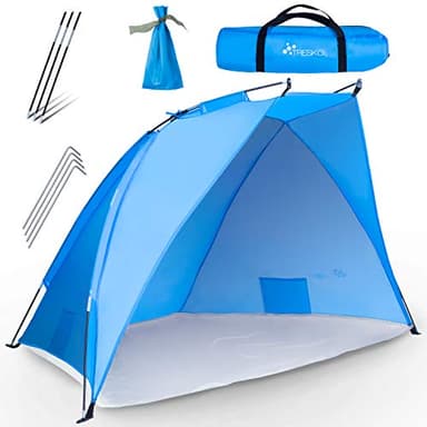 TRESKO Tente de Plage abri avec Sac de Transport | Tente de Plate Anti-UV 50+ | Prend Peu d'espace | Imperméable et Respirant
