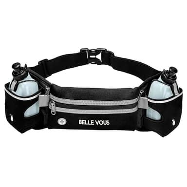 Ceinture de course réglable avec sac banane et 2 bouteilles d'eau de 300 ml, Ne s'applique pas