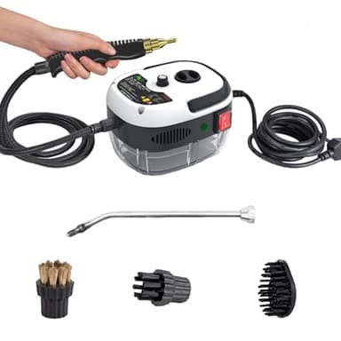 dijiusidy 2500W Nettoyeur Vapeur, 6 Vitesses Réglables, 3BAR Nettoyeur Vapeur Portatif avec 3 Têtes de Brosse, Nettoyeur Vaporisateur Pour Nettoyer les Meubles de Cuisine et de Salle de Bain, Blanc
