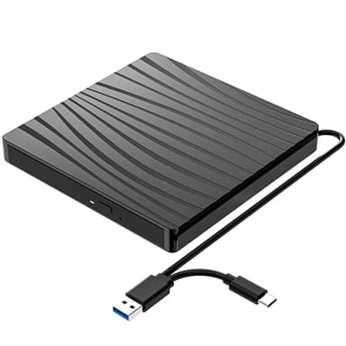 QDSYLQ Lecteur CD DVD Externe, Graveur CD avec USB3.0 Type-c, Ultra-Mince CD/VCD /-RW/ROM Portable External Drives pour Laptop, Desktops, PC, iMac, Macbook, Windows11/10/8/7/XP/Vista/MacOS