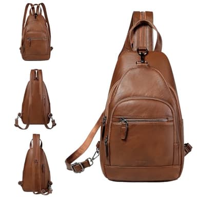 RAVUO Sac A Dos Femme, Sac De Poitrine Femme Elegant Petit Sac Banane En Cuir Pu Mignon Sac A Dos Fille Convertible Sac À Dos Cartables Pour Voyage Collège Marron