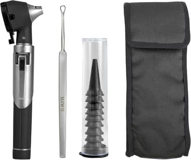 Mini otoscope à fibre optique noir avec LED supplémentaire remplaçable, pour adultes et animaux de compagnie