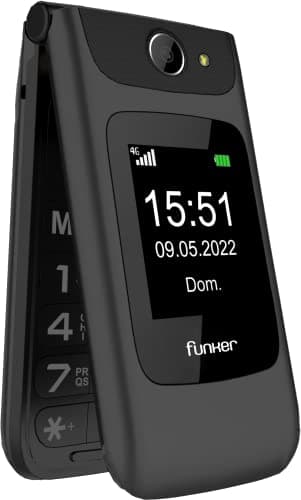 Funker C200 Comfort 4G Téléphone Portable 4G à Rabat Pour Seniors, Gros Boutons Et Touches, Facile à Utiliser, Bouton SOS, USB-C, 3 Mémoires Directes, 2000 Contacts, Batterie 1000 mAh