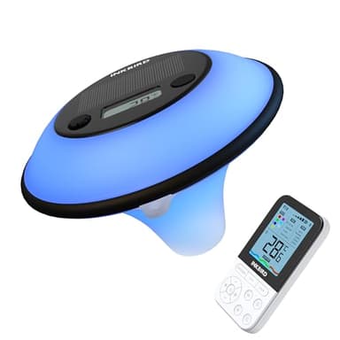 Inkbird IBS-P05R Thermomètre Piscine Solaire avec 7 Couleurs de Lumière, Étanche IP68, Fonction Minuterie, Mode Auto, Connexion Sans Fil avec Moniteur Télécommande pour Spa,Bassin,Aquarium