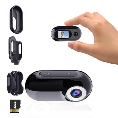 Xilecam Camera Portable Miniature Mini Caméra Sport Carte Mémoire 32 Go Camera Moto Caméra POV Magnétique Léger Multifonction Accessoires Mini Body Cam（Noir Brillant）