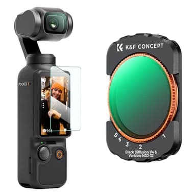 K&F Concept Filtre ND2-32&Black-Mist 1/4 Magnétique Compatible avec DJI OSMO Pocket 3 et Film de Protection 2 en 1 Diffusion et ND Variable Nano-revêtements Étanche Anti des Rayures Léger HD