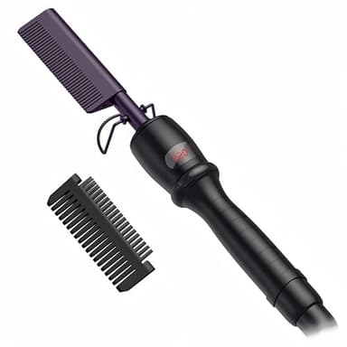 Peigne Chauffant avec Écran LCD 120℃-230℃ Hot Comb Brosse Lissante pour Cheveux Cuivre Lisseur Peigne Afro Lisseur Brosse Barbe Fer a Lisser pour Perruque Brosse à Cheveux Chauffée, Violet foncé