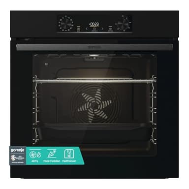 Gorenje BPS 6737 E02B Four encastrable, 77 Litres, Pyrolysis, Hot Air, ExtraSteam, Gentle Close and Open, AirFry, PerfectGrill, PizzaMode 300°C, ChildLock, Noir [Energy Class A+]