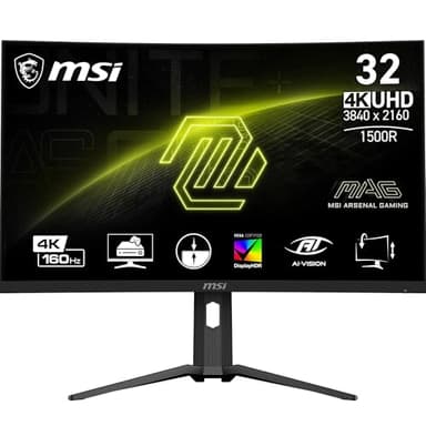 MSI MAG 321CUP Écran PC Gaming Incurvé 32" UHD - Dalle VA 1500, 3840x2160, 160 Hz / 1 ms, 16:9, Adaptive Sync - DisplayPort 1.4a, USB Type-C (DP Alt. avec Power Delivery 15 W), HDMI 2.1 CEC