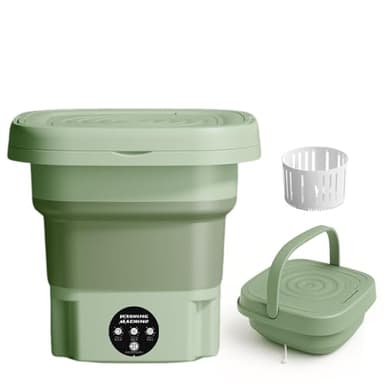 Mini Lave-Linge Portable 8L Pliable avec Tuyau de Centrifugeuse et de Vidange Moteur Silencieux Lavage Rapide pour Vêtements de Bébés, Sous-Vêtements et Délicats, Dortoir de Voyage pour
