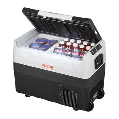 VEVOR Glacière Électrique Portable de 45 L Réfrigérateur de Voiture Portable 12/24 V CC 100-240 V CA Frigo Voiture Double Zone 0,6 kW.h -20 °C à 10 °C Réglable Congélateur pour Camion Bateau Camping