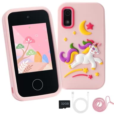 Téléphone Portable pour Enfants, Smartphone Enfant Jouets Enfant de 3, 4, 5, 6, 7 et 8 Ans avec Double Caméra d'enfants 2,8 Pouces Jouet éducatif Cadeau pour Filles de 3 à 8 Ans