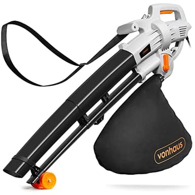 VonHaus Aspirateur Souffleur de Feuilles 3 000 W - Aspirateur Ramasse Feuilles Filaire, Nettoie Les Jardins, Gouttières, Allées, etc. - Bandoulière, roulettes, 35L Collection Sac