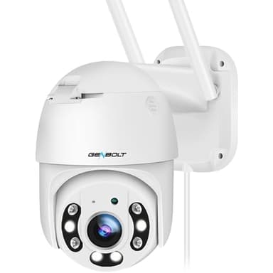 GENBOLT 2.5K WiFi Caméra de Surveillance Extérieure avec PoE, CCTV Camera IP avec Détection Humaine Vision Nocturne Couleur Pan Tilt Suivi Automatique 4X Zoom Numérique Maison Sécurité [2.4&5GHz]