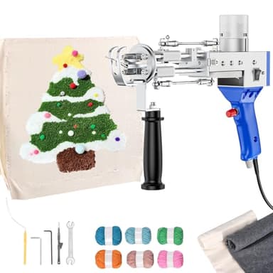 Aomdom Tufting Gun 5-40 Étapes/S Tufting Gun Cut and Loop 7-21 mm Rug Tufting Kit Pistolet À Touffeter Électrique Tapis de Flocage Outils de Bricolage à Domicile de Tapis(Costume)