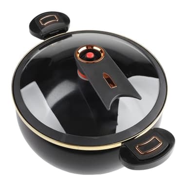 NiuLumea Casserole à soupe multifonction en fonte avec revêtement anti-adhésif, mini cocotte minute 8 l avec couvercle et poignée coulissante pour cuisinière à gaz et induction Noir