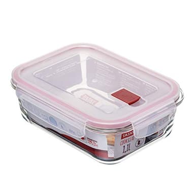 TATAY Boite Alimentaire Verre 1,1 L Cook & Eat | Verre Borosilicate | Couvercle Hermétique à Clips, Valve Vapeur | Micro-ondes, Four, Réfrigérateur, Congélateur | Sans BPA | 15,7x20,7x6,9 cm, Rouge