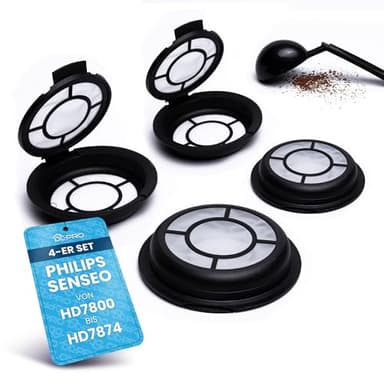 DL-pro Lot de 4 dosettes de café rechargeables convient pour Melitta 180424 pour machine à café Senseo HD7800 à HD7874 avec cuillère à café