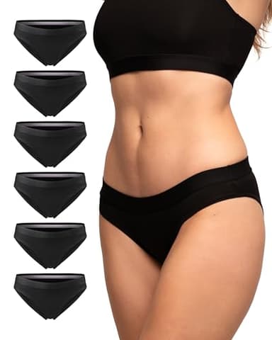 DANISH ENDURANCE Culottes en Coton Bio, Ultra Douces et Confortables, Femme, Lot de 3 ou 6, Noir (X6), M