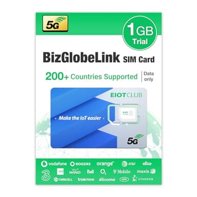 EIOTCLUB Carte SIM prépayée BizGlobeLink Utilisation internationale 200 pays Données 5G/4G LTE Sans contrat Rechargeable téléphones portables routeurs Wi-Fi