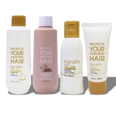 Kit Lissage Indien & Brésilien Sans Formol | Au Tanin & Kératine | Lissage Cheveux Professionnel Longue Durée