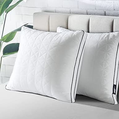 BedStory Oreiller 60x60 Lot de 2, Anti-Acariens à Faible Garnissage Microfibre Hypoallergénique, Qualité Hôtel Moelleux et Respirant, Convient Allongées sur Le Côté Dos Blanc