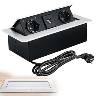 Vegena Multiprise Escamotable Plan De Travail, 2 Ports USB, Prise Pop-Up Caché pour Cuisine et Bureau
