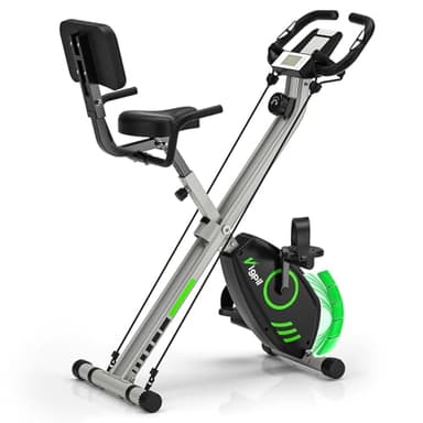 Vélo d'appartement pliable 8 niveaux de résistance magnétique avec dossier selle réglable écran LCD multifonction pour entraînement à domicile