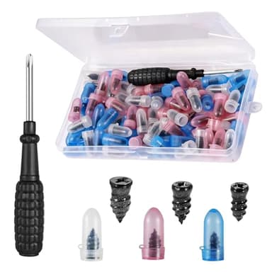Itharon Meche Pneu Crevaison, Kit Reparation Pneu Voiture, avec 3 Tailles de Bouchons de Réparation, Kit de Réparation de Pneu Professionnel pour Voiture Camionnette et Moto 84PCS