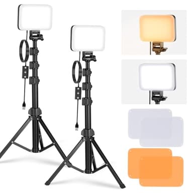 NEEWER BASICS Lot de 2 Panneaux d'éclairage vidéo LED Basiques à intensité Variable avec Supports et filtres, IRC 3200K ~ 5600K, IRC 95 750lux pour Photographie, Enregistrement vidéo en Direct, BP66