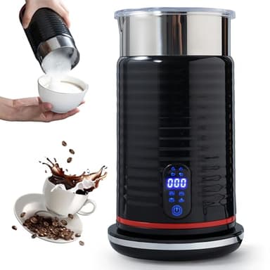 MidingChai Mousseur à Lait Électrique 4 en 1, Mousseur Lait Acier Inoxydable 304, Milk Frother pour Mousse Chaude et Froide, Chauffe Lait Electrique, pour Chocolat Chaud, Latte Art, Cappuccino