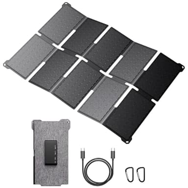 BigBlue Chargeur Solaire Portable 35W avec Charge Rapide USB-A et PD 25W USB-C pour Le Camping et Le Randonnée, 0,7kg, Étanche IP68, Chargeur Solaire Pliable pour iPhone/Android, iPad, Powerbank
