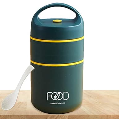 Lecerrot Boîte à soupe isotherme à 2 étages, isolée sous vide, empilable, en acier inoxydable, pour garder les aliments chauds et froids pour les pique-niques lors des voyages scolaires