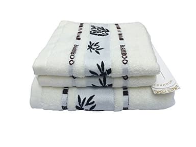 Ensemble de serviettes de luxe en en fibre de bambou, 3 pièces (1 serviette de bain, 2 petites serviettes) - Naturel, ultra absorbant et écologique par LSHARON