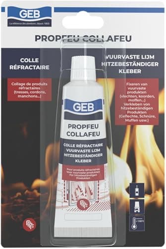 GEB Colle réfractaire COLLAFEU 50 ml spécial collage et assemblage de pièces réfractaires et fibres isolantes sur insert, poêles, cheminées, fours et chaudières - Résistante jusqu’à 1100°C