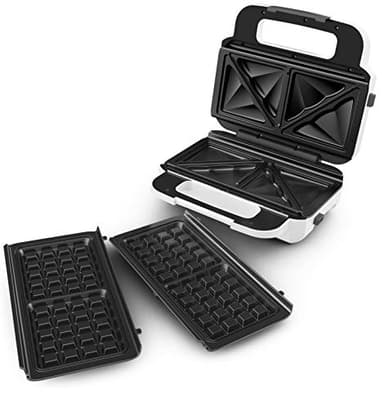 Tefal SW701110 Snack XL Appareil à croques et à gaufres, 850W, Plaques amovibles extra profondes et larges, Multifonction, Gaufres, Croques, Chauffe rapide, Revêtement antiadhésif, Blanc/Silver