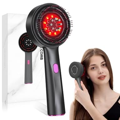 Brosse de massage électrique cuir chevelu, applicateur d'huile capillaire lumière rouge